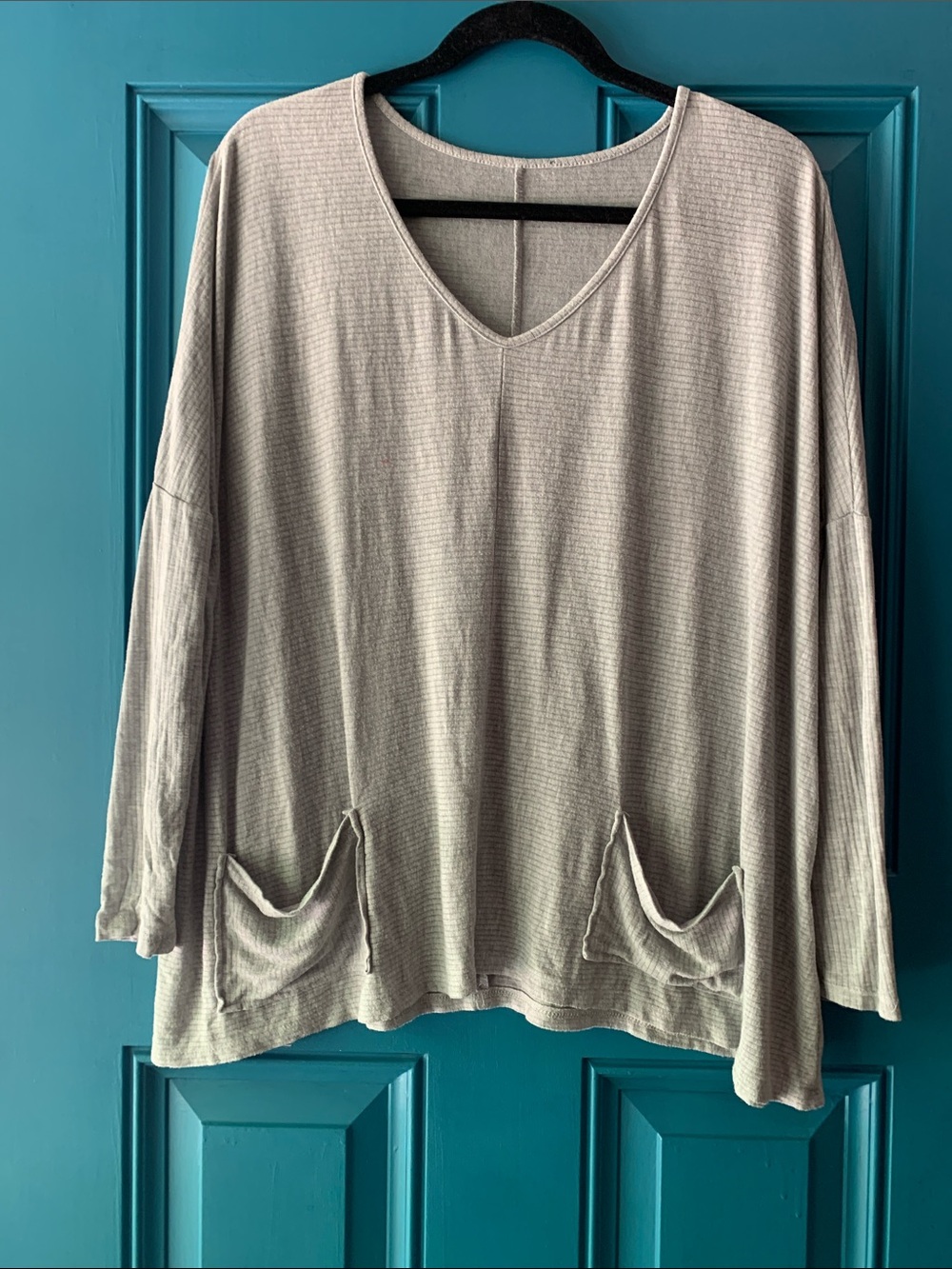 Light Gray Ribbed Oversized Top